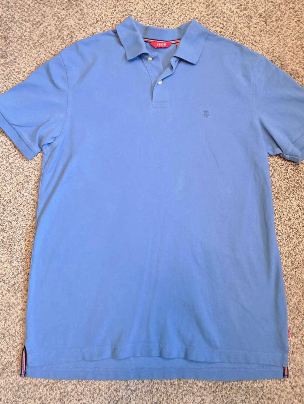 IZOD Heritage Solid Pique Polo Shirt Men L Blue Revival 100% Cotton